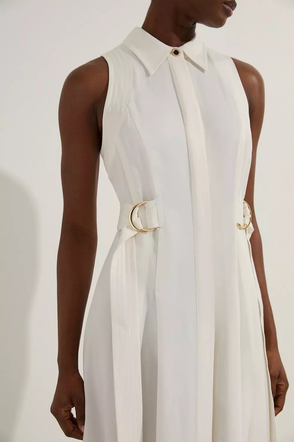 Karen Millen コンパクト ストレッチ ディテール ミディドレス Mirrored Disc Side Split Maxi Dress | Karen Millen