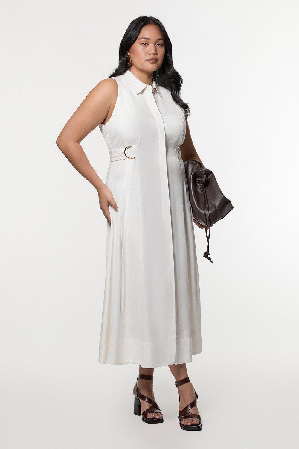Plus Size Premium Viscose Linen Topstitch Halter Neck Woven
