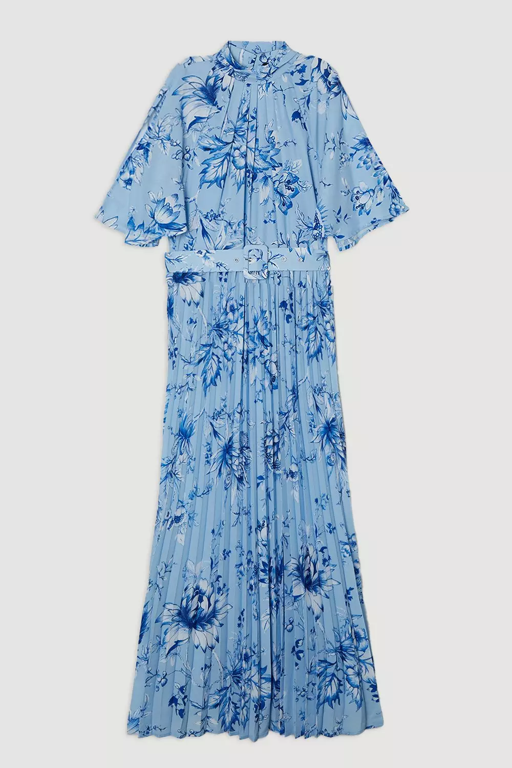 ◆KAREN MILLEN◆フローラルタイネックプリーツ織りミディドレス Floral Georgette Tie Neck Pleated Woven Midi Dress | Karen