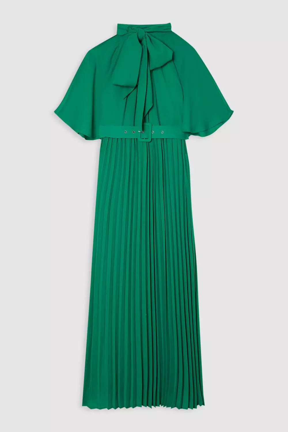 【KAREN MILLEN】ジョーゼット プリーツネクタイネック ドレス KAREN MILLEN* ジョーゼット タイネック プリーツ マキシドレス