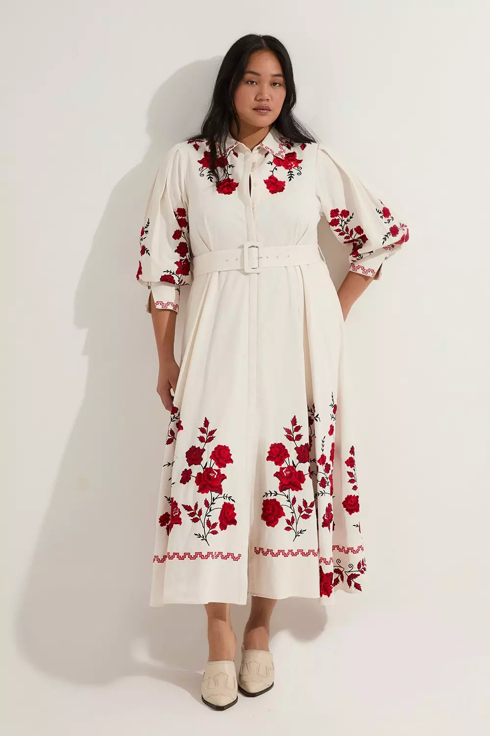 【Karen Millen 】シャツ バルーンスリーブマキシドレス bkk19218_sage_xl?pdp.template