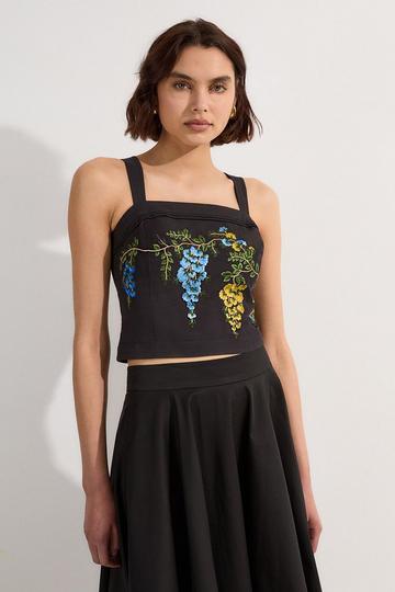 Tall Floral Embroidered Woven Trouser