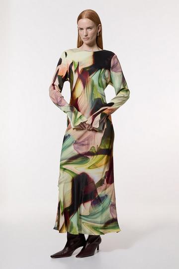 Printed Satin Woven Maxi Dress multi