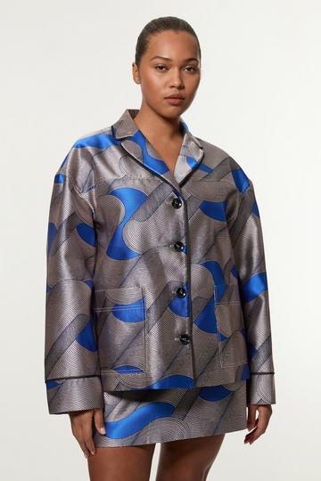 Amelia Graham Plus Size Printed Tailored Jacket multi