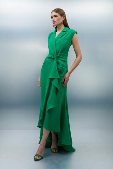 Soft Tailored Drape Maxi Dress emerald