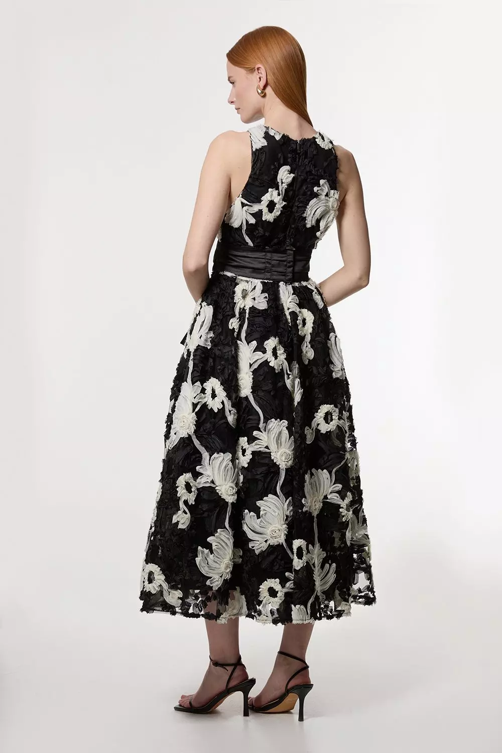 Karen Millen☆花柄 アップリケ マキシ ドレス【英国発】 ☆Karen Millen☆花柄アップリケ織りストラップマキシドレス