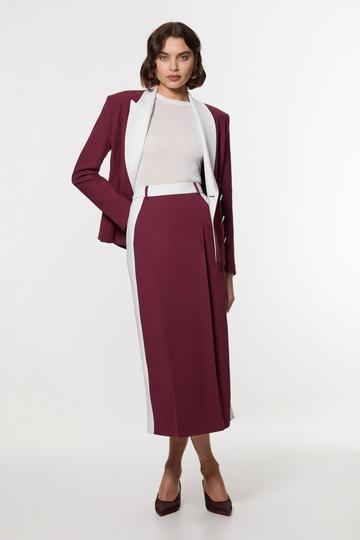 Compact Stetch Contrast Waistband Pencil Midi Skirt fig