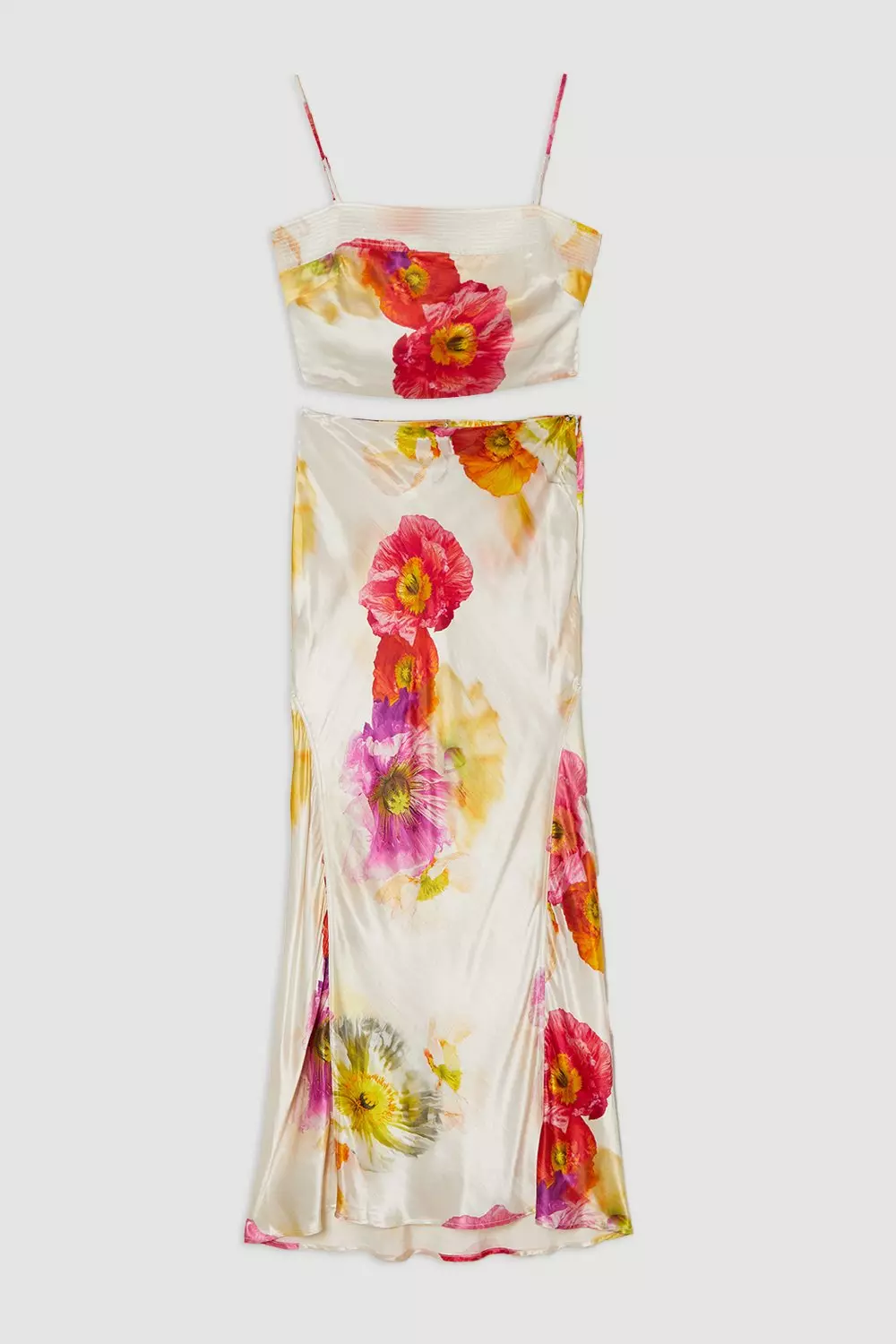 KAREN MILLEN◆フローラル プリント モロッコ織 マキシ 送料込 Floral Printed Viscose Metallic Thread Beaded Cross Neck