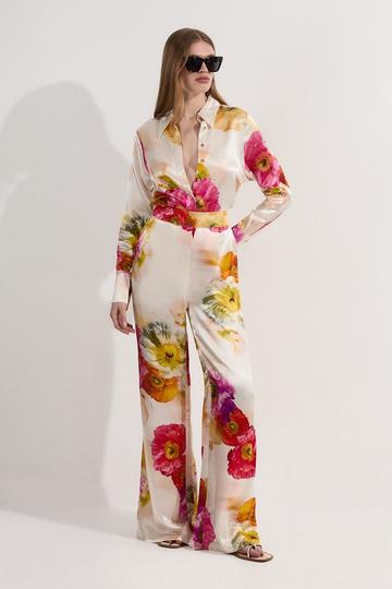 Floral Satin Woven Trouser floral