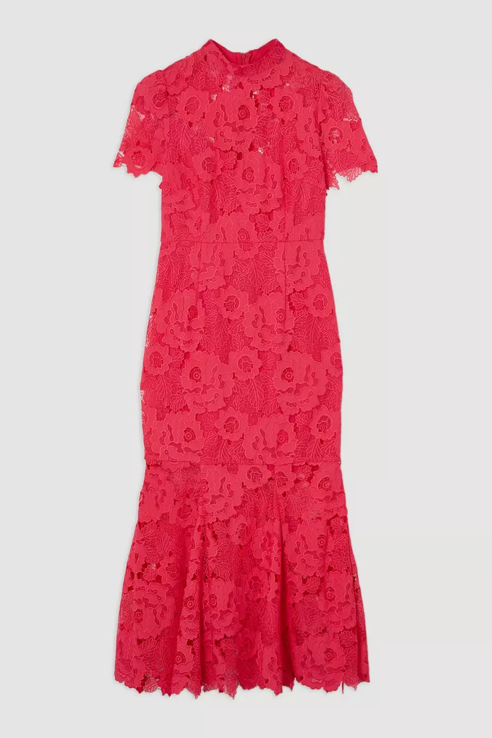 Guipure Lace High Neck Woven Midi Dress | Karen Millen