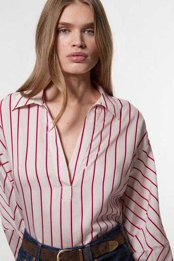 Cotton Stripe Tailored Shirt pink