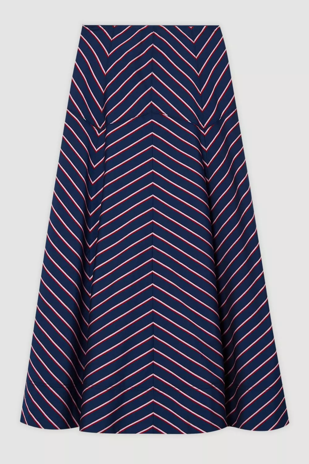 Navy Cotton Stripe Full Midi Skirt alternative image