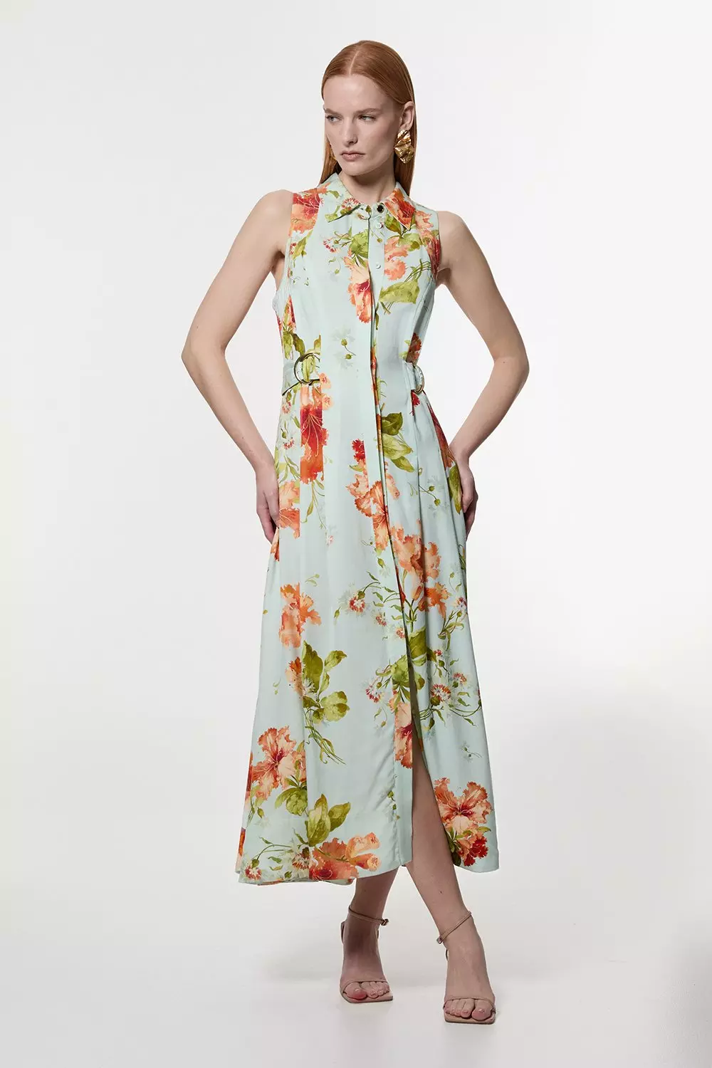 関送込【KAREN MILLEN】フローラルディアマンテマキシドレス Premium Embroidered Halter Maxi Dress | Karen Millen
