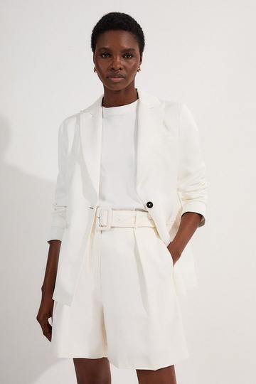 Viscose Linen Tailored Walking Short ivory