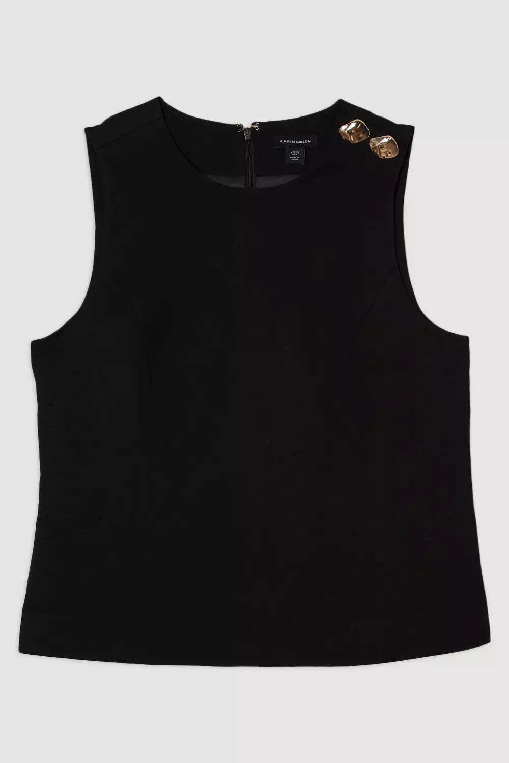 Black Viscose Linen Tailored Button Shell Top alternative image