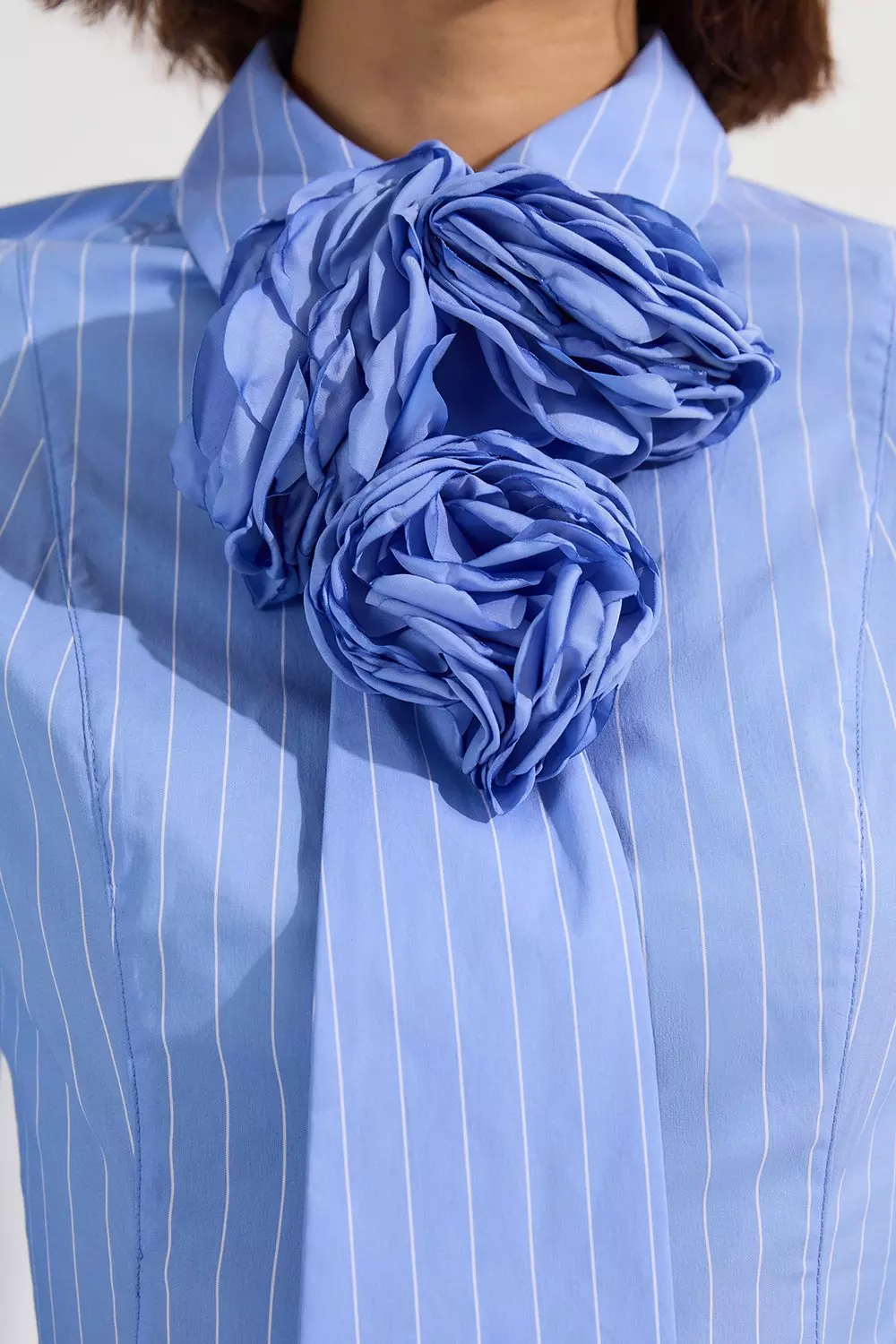 ★Karen Millen ストライプコットンｘロゼッテ 魅惑的マキシ★ Stripe Cotton Rosette Woven Shirt Maxi Dress | Karen Millen
