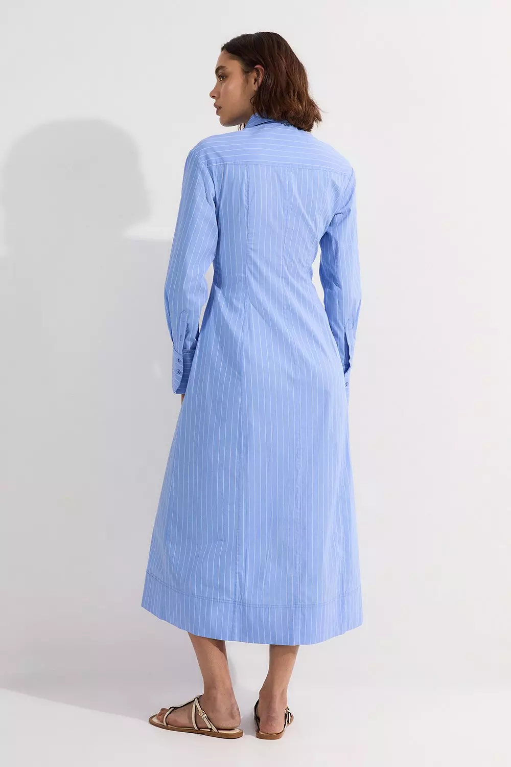 ★Karen Millen ストライプコットンｘロゼッテ 魅惑的マキシ★ Stripe Cotton Rosette Woven Shirt Maxi Dress | Karen Millen