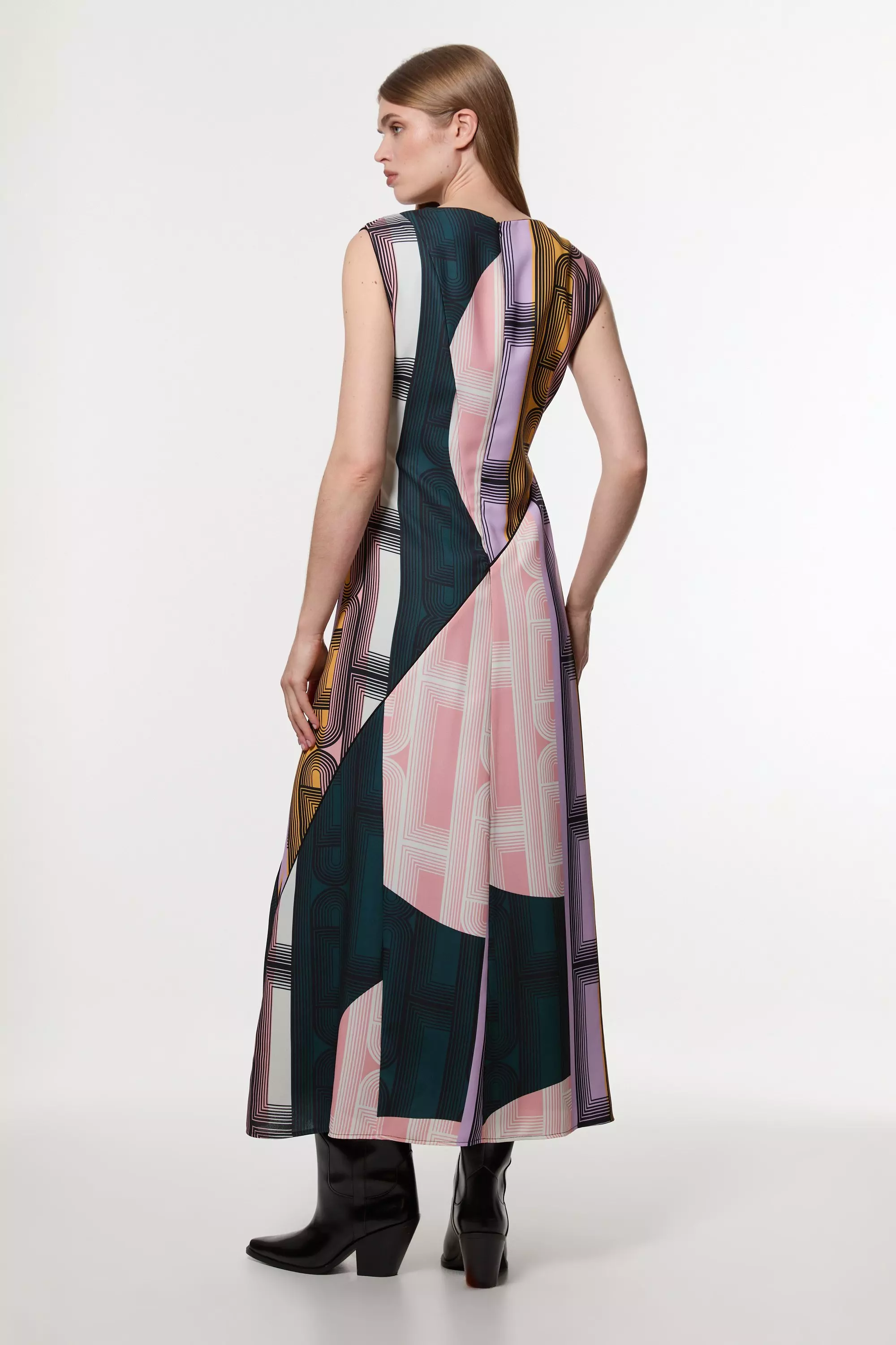 Amelia Graham Soft Tailored Print Placement Full Midaxi