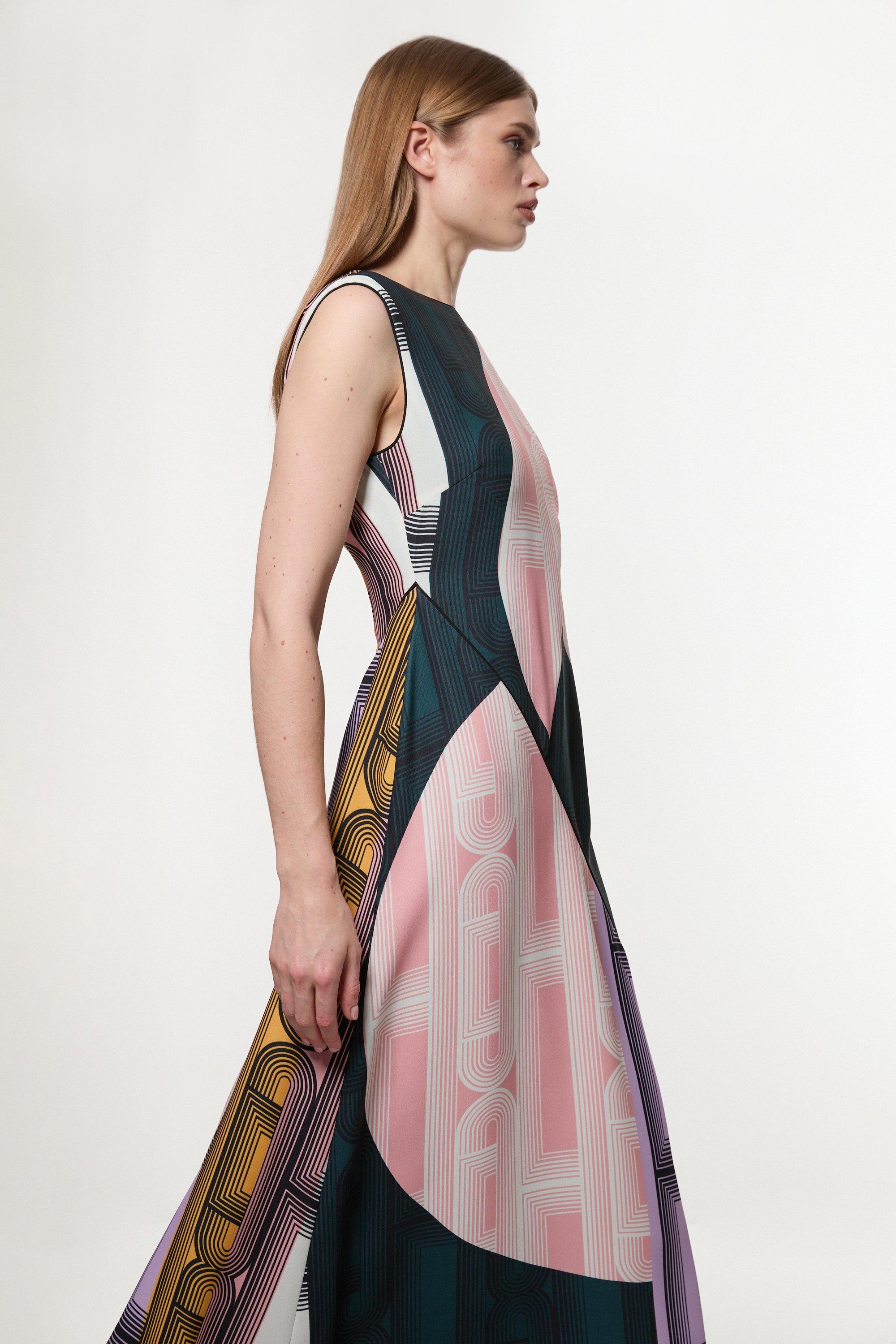 安心追跡【KAREN MILLEN】フレア カラーブロック ミダクシドレス Midaxi Dresses | Karen Millen US