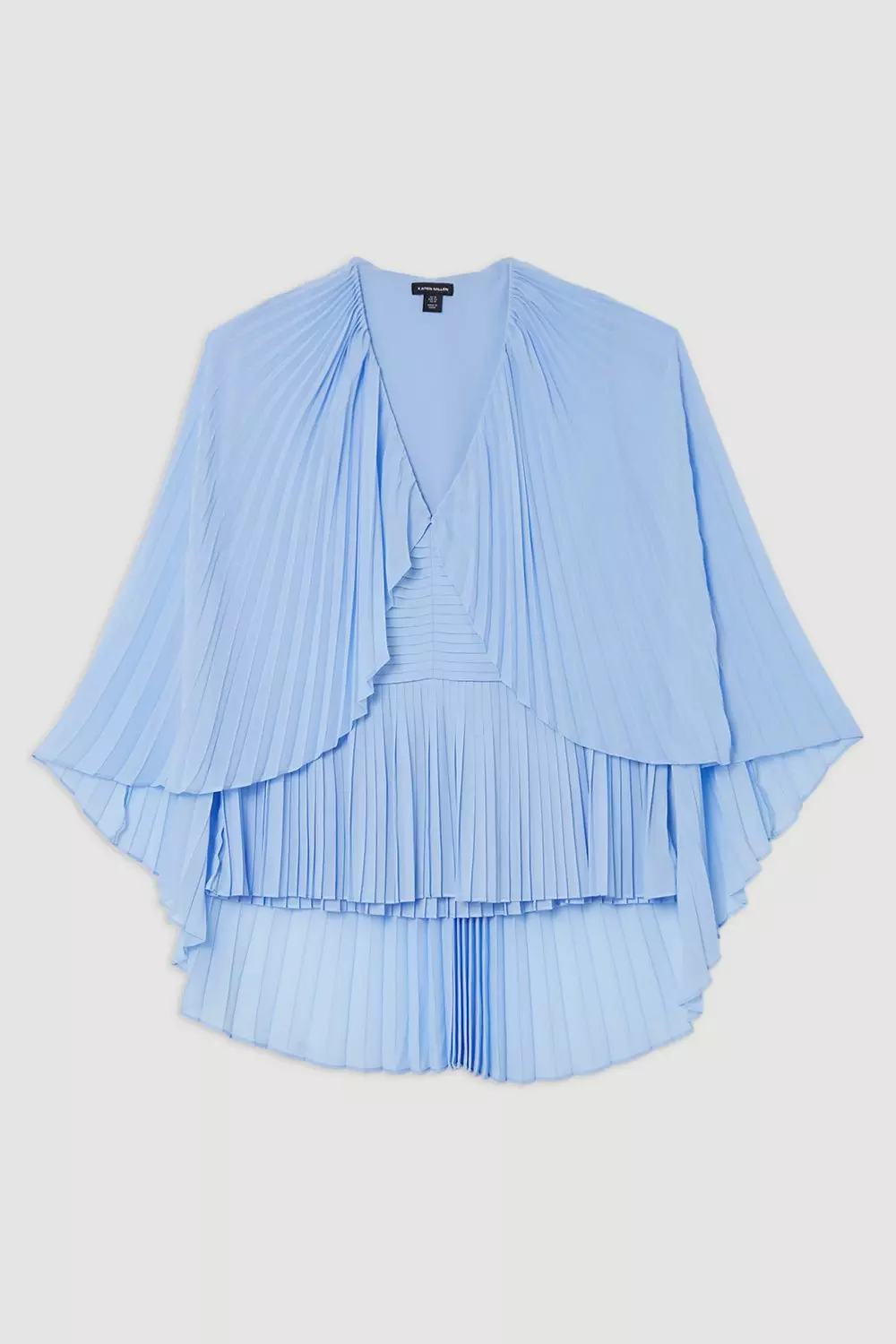 Plus Size Pleated Cape Sleeve Plunge Neck Top | Karen Millen