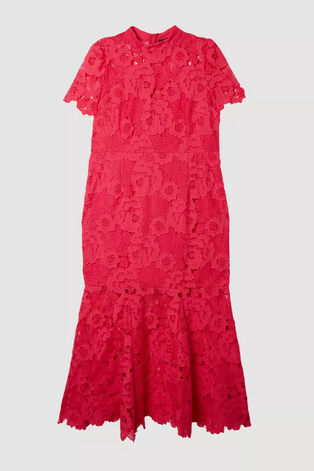 Plus Size Guipure Lace High Neck Woven Midi Dress | Karen Millen