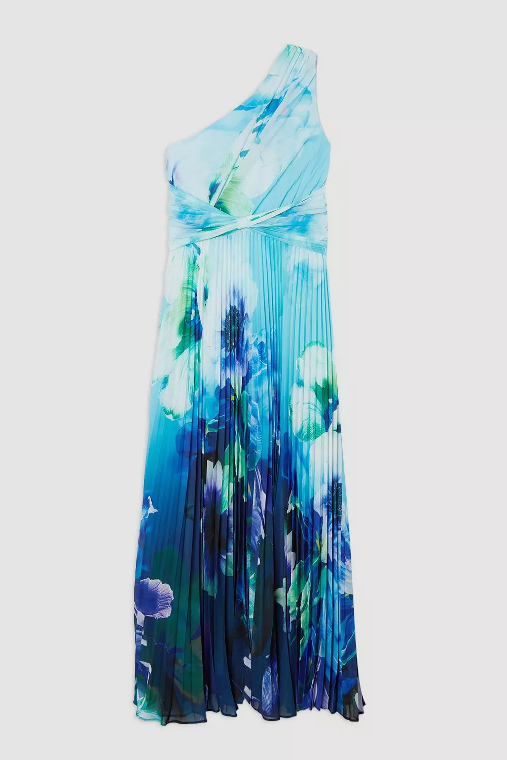 Ombre Floral Soft Pleated One Shoulder Maxi Dress | Karen Millen
