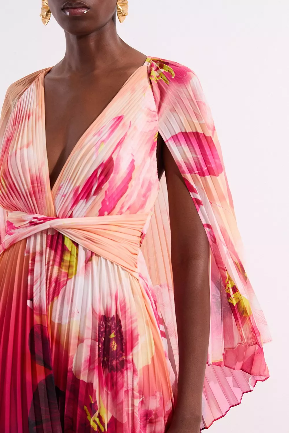 KAREN MILLEN* ショールカラー ラッフルフリルヘム ミディドレス bkk10297_floral_xl?pdp.template