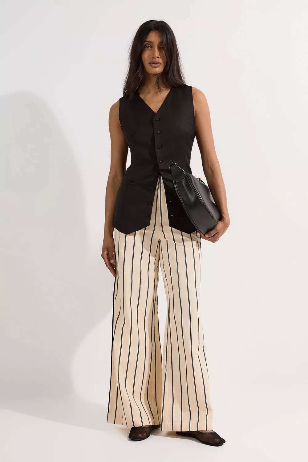 Cotton Stripe Belted Woven Trouser  alternative image