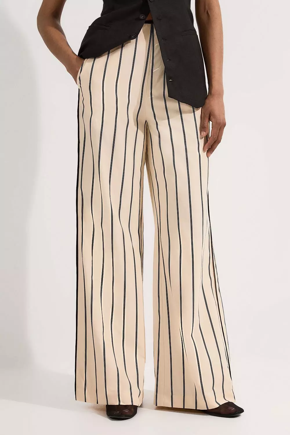 Cotton Stripe Belted Woven Trouser  alternative image