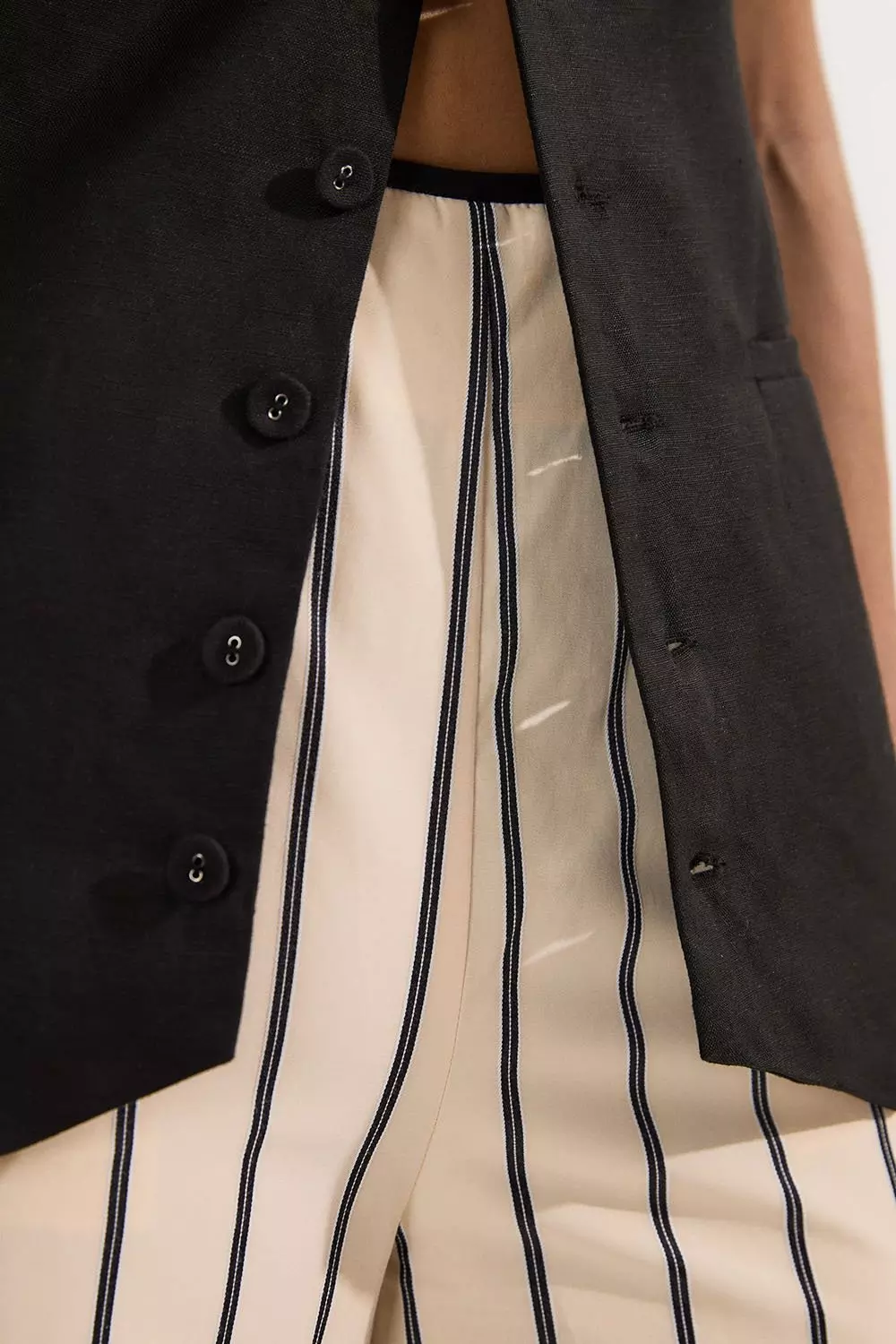 Cotton Stripe Belted Woven Trouser  alternative image