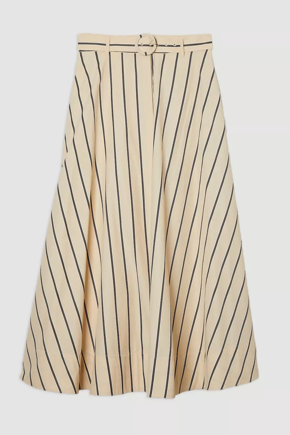 Cotton Stripe Belted Woven Maxi Skirt | Karen Millen