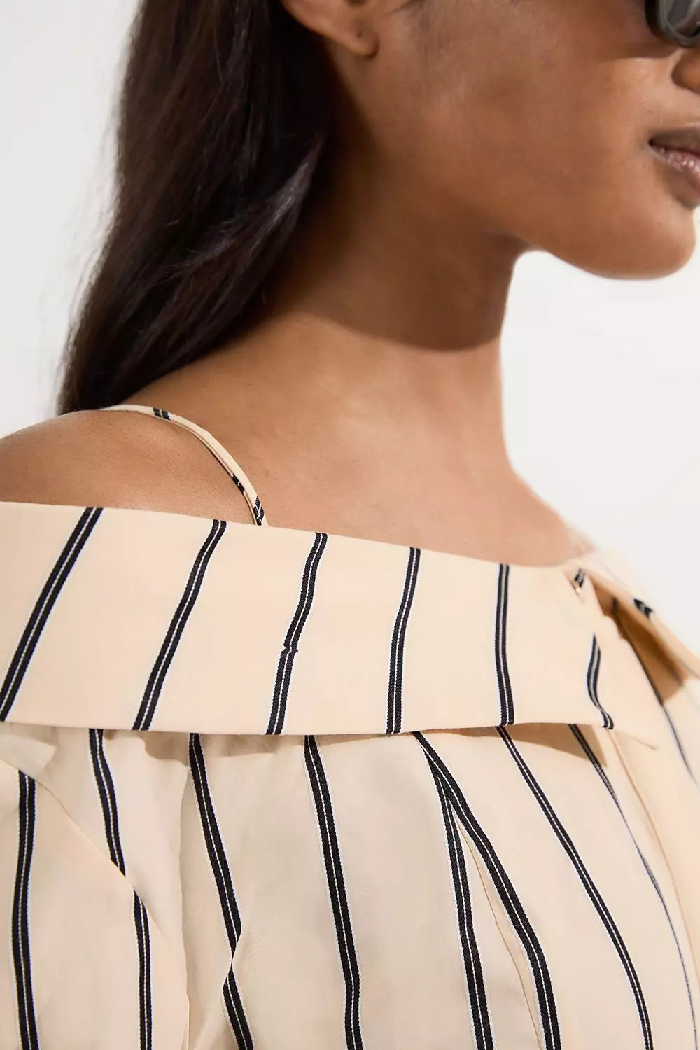 Cotton Stripe Drop Shoulder Blouse  alternative image
