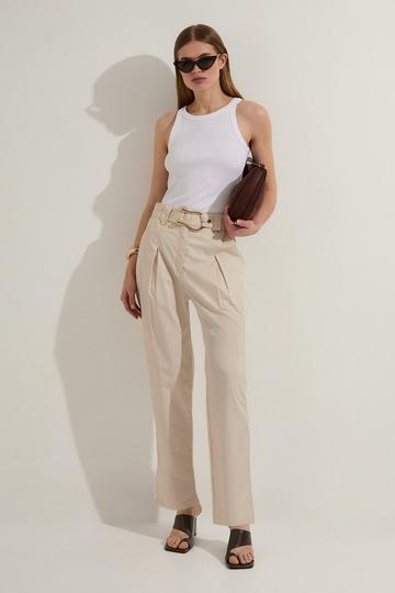 Cotton Sateen Woven Pants stone