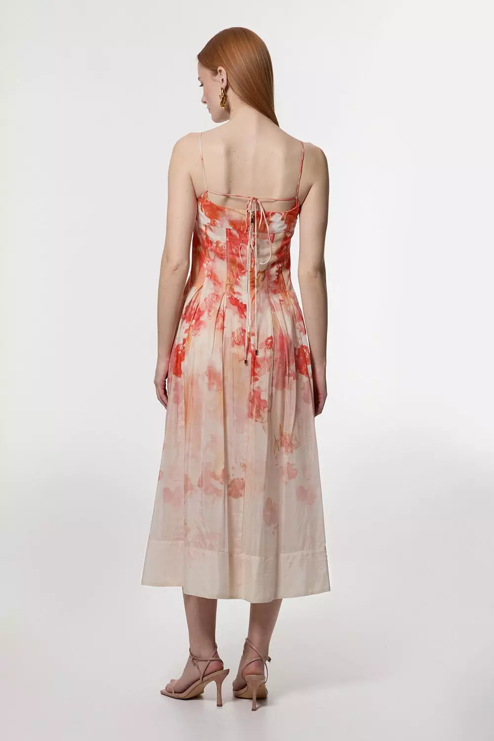 KarenMillen/オープンバック リネン Floral Midi Dress bkk15731_blue_xl?pdp.template