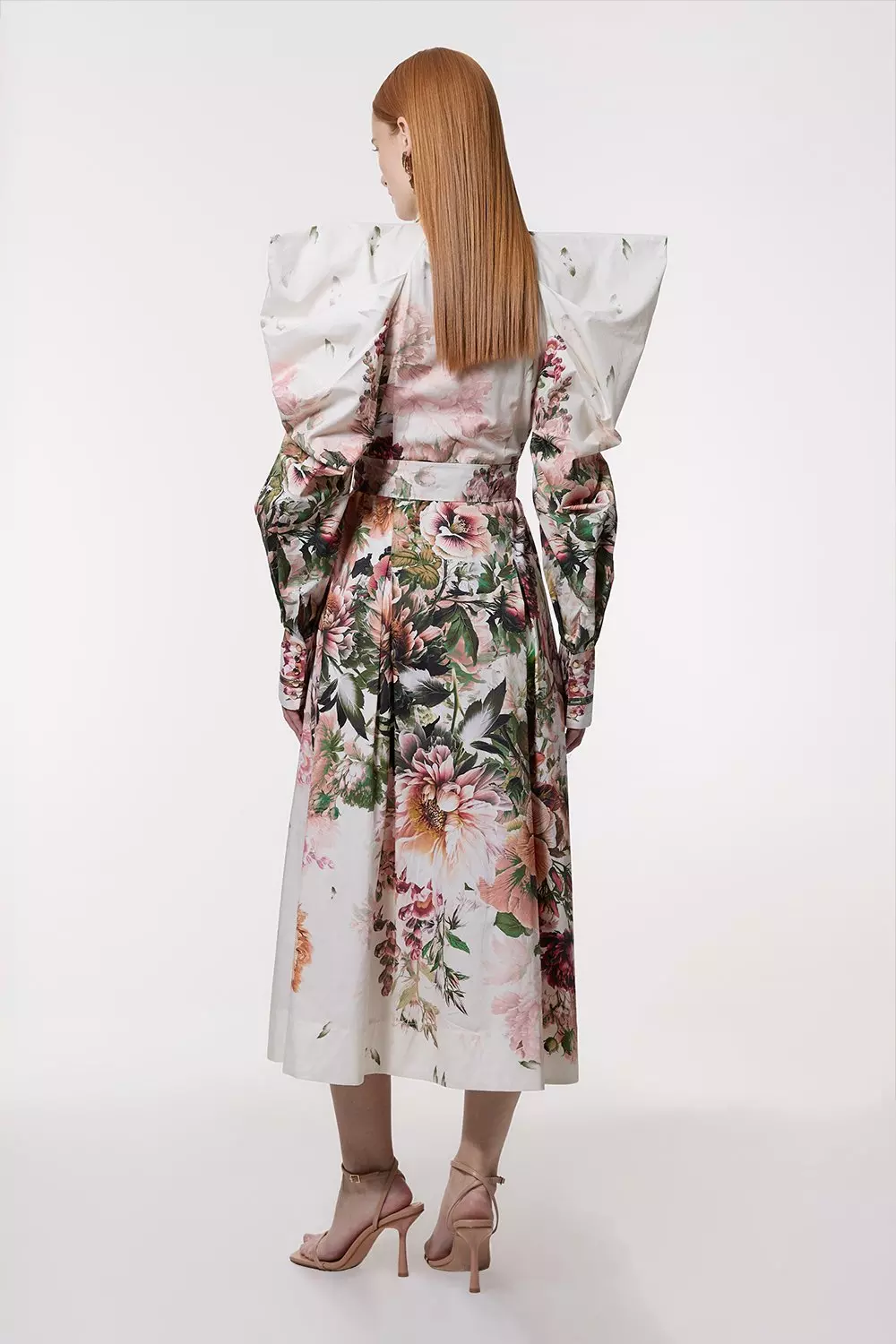 【KAREN MILLEN】プチ サテン テイラード ミディドレス Petite Metallic Embellished And Beaded Halter Maxi Dress