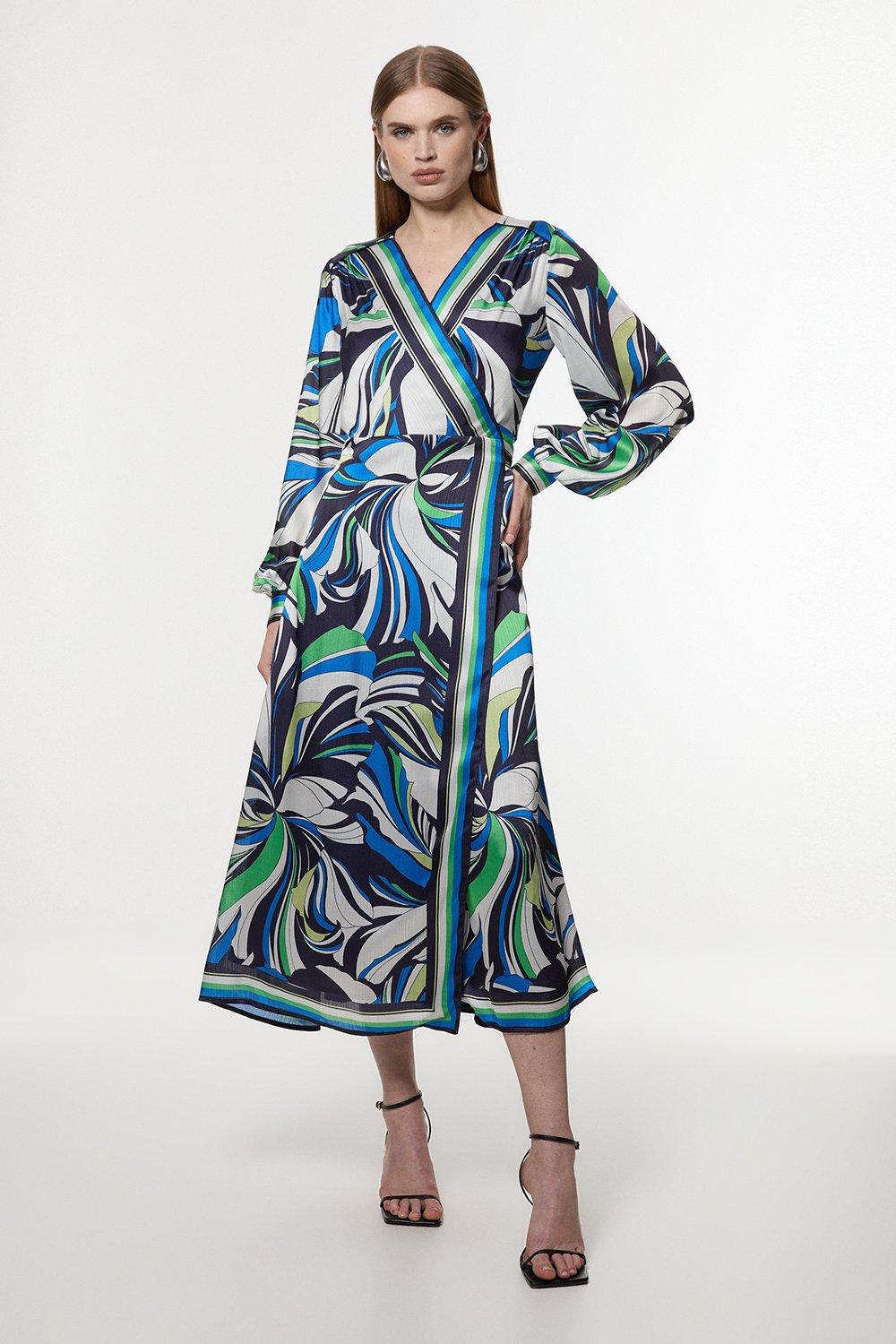 ◆KAREN MILLEN◆フローラル ジャージークレープ ミディドレス Abstract Floral Printed Jersey Crepe Midi Dress | Karen Millen