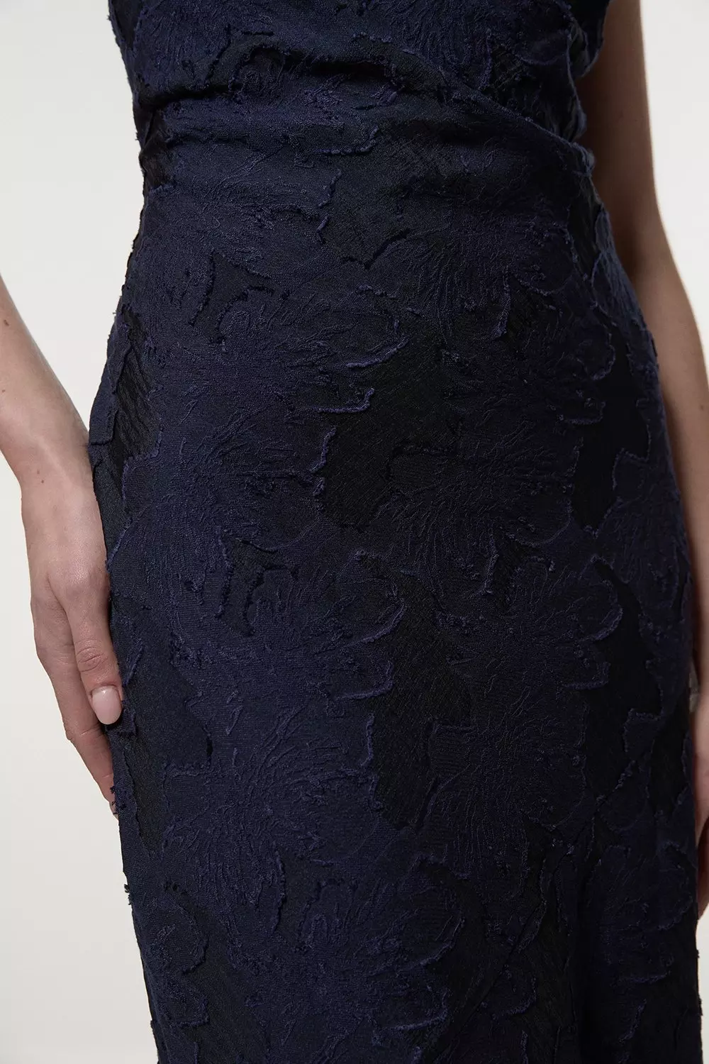 Navy Burnout Jacquard Strappy Woven Slip Dress alternative image