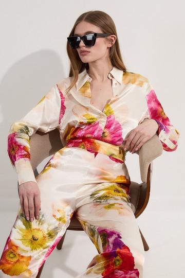 Floral Satin Woven Shirt floral