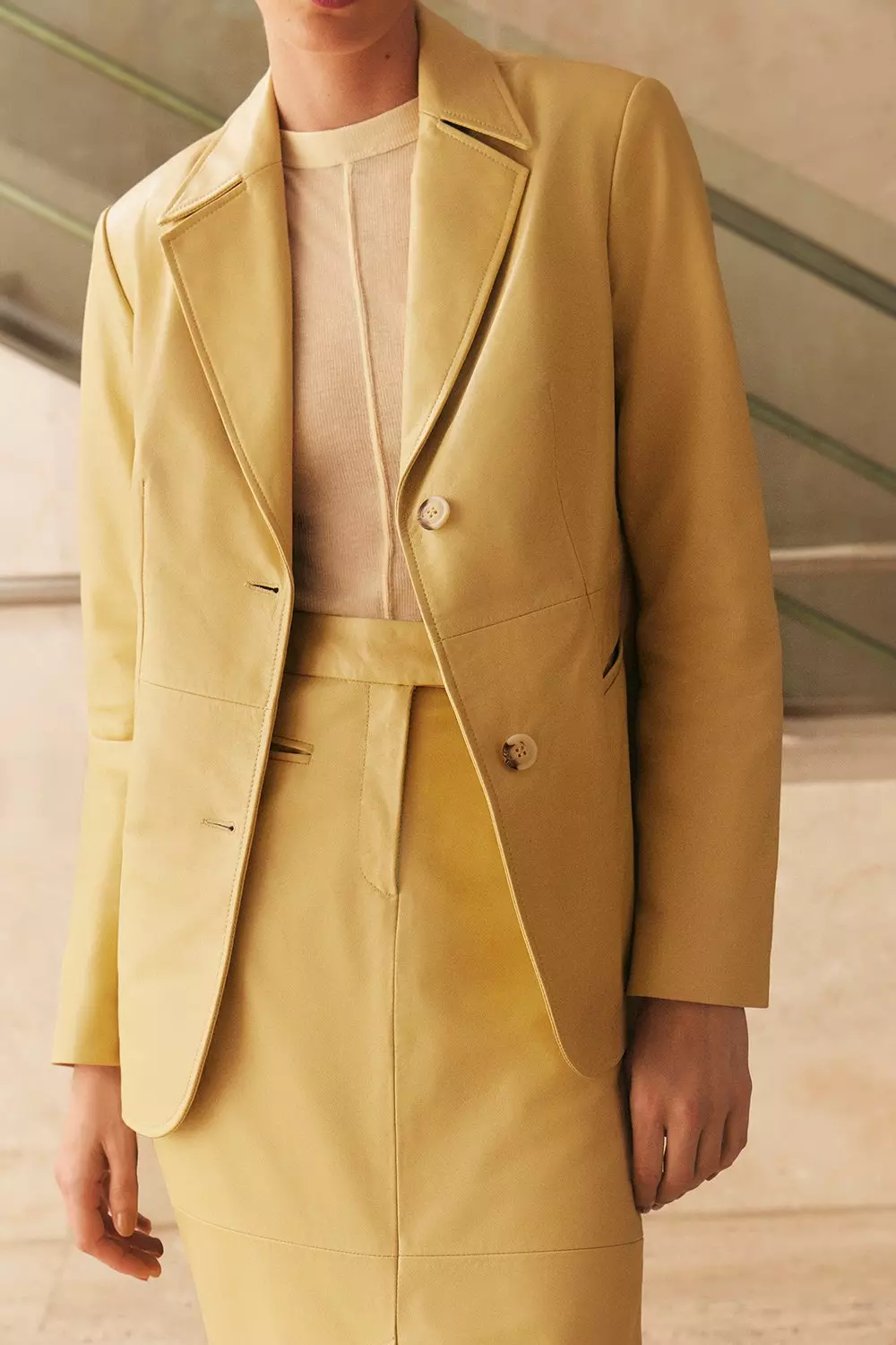 Leather Tailored Single Breasted Blazer Karen Millen