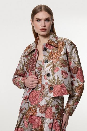 Floral Jacquard Tailored Jacket floral