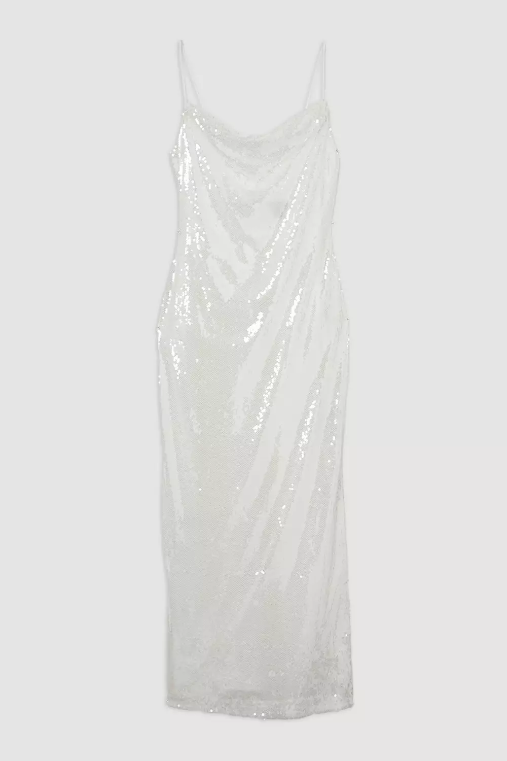 Liquid Shine Strappy Cowl Neck Woven Sequin Dress | Karen Millen