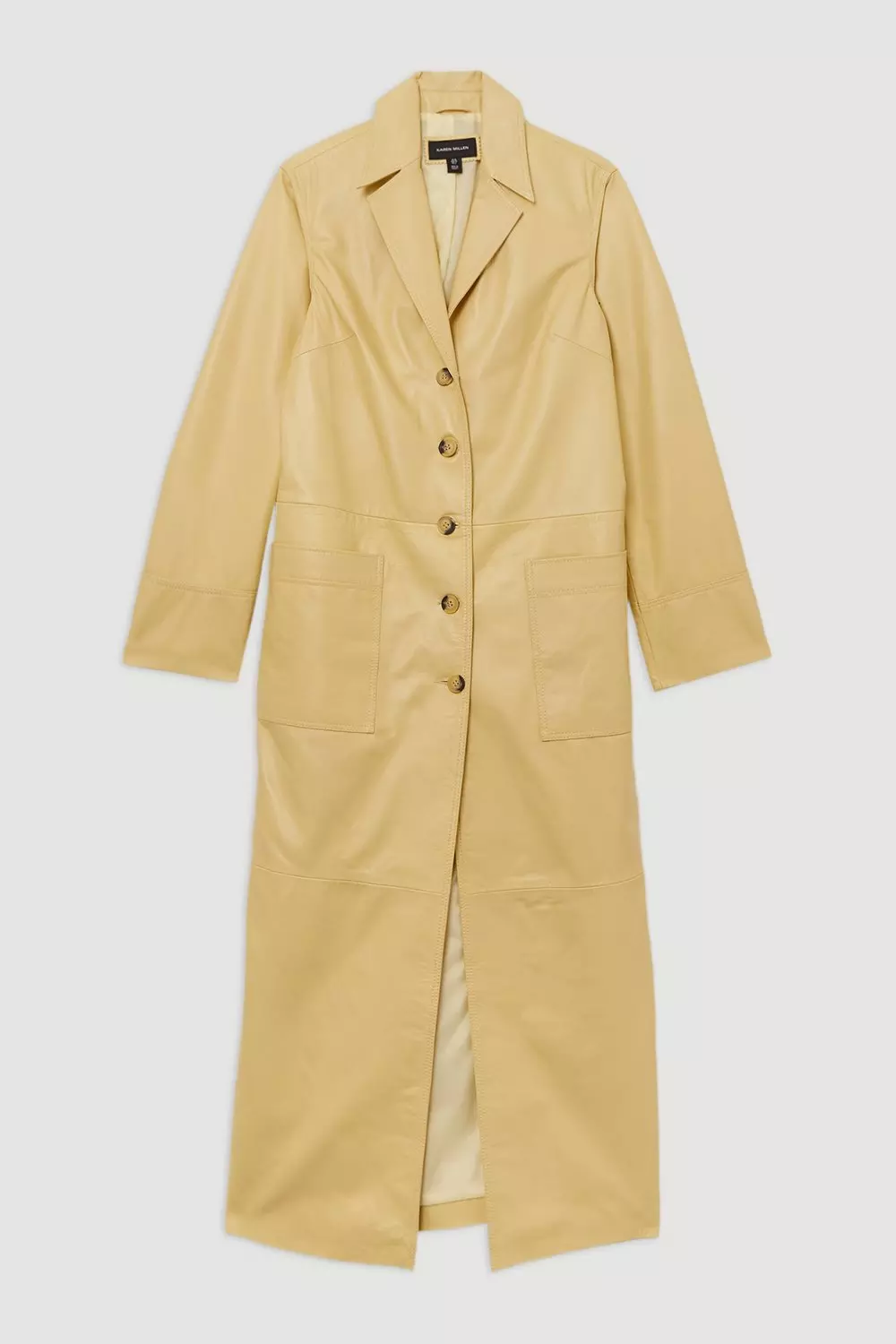 KAREN MILLEN レザークリーン トレンチコート ロング イエロー Leather Clean Trench Coat | Karen Millen