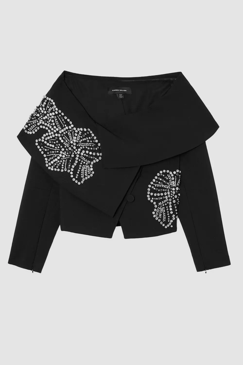 【Karen Millen】花柄 クリスタル アシンメトリー ジャケット Placed Floral Crystal Embellished Tailored Asymmetric Jacket