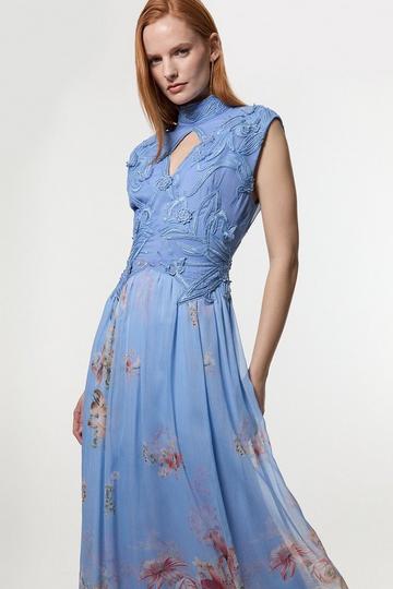 Floral Applique Lace Maxi Dress floral