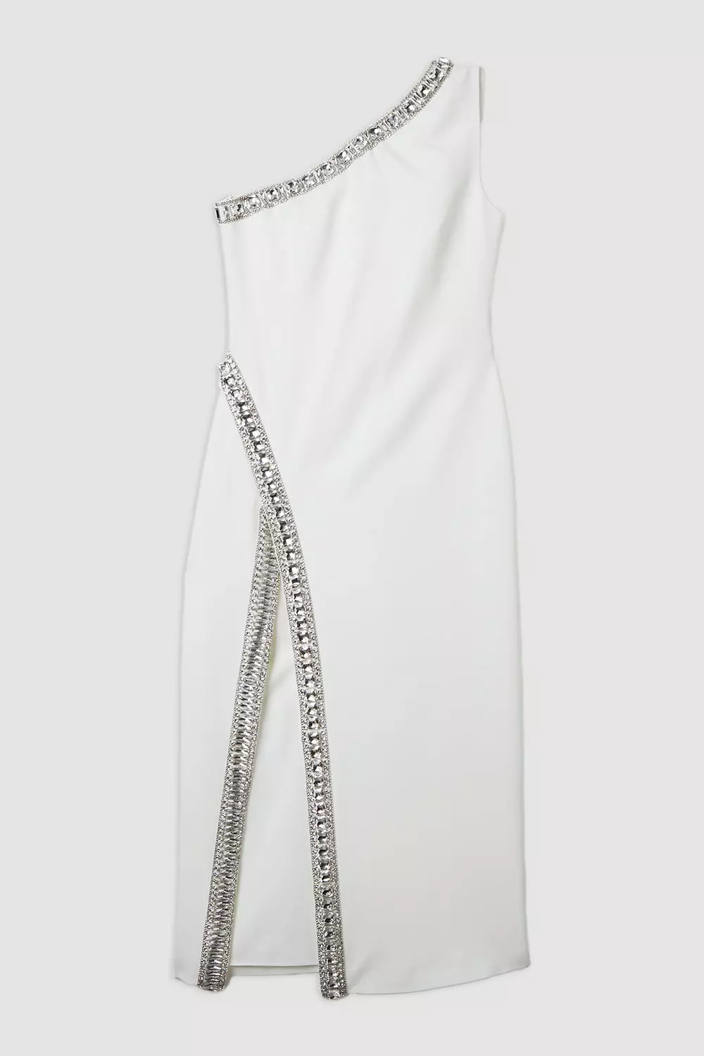 One Shoulder Embellished Woven Maxi Dress | Karen Millen