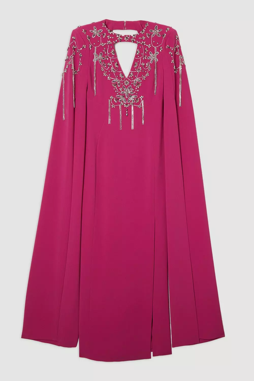 【s】bibiy MELINDA CAPE Crystal Embellished Cady Woven Cape Maxi Dress | Karen Millen