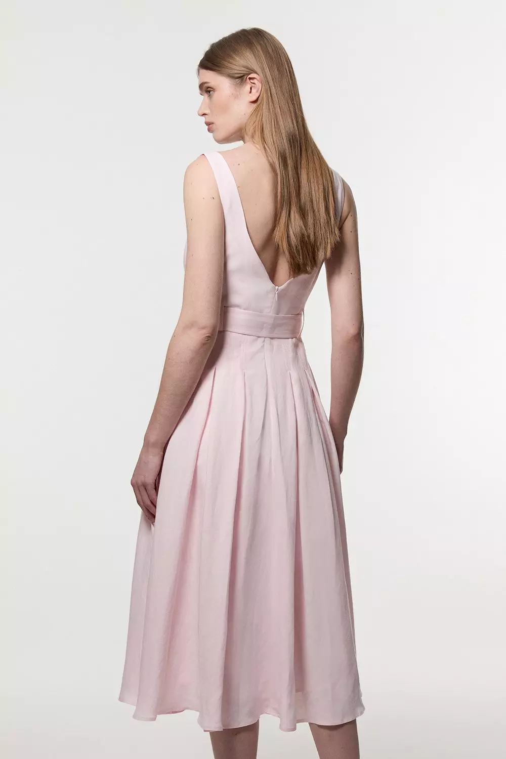 ★Karen Millen テイラードストライプフレア 魅惑的マキシ★ Crystal Embellished Crinkle Feather Printed Woven Maxi Dress