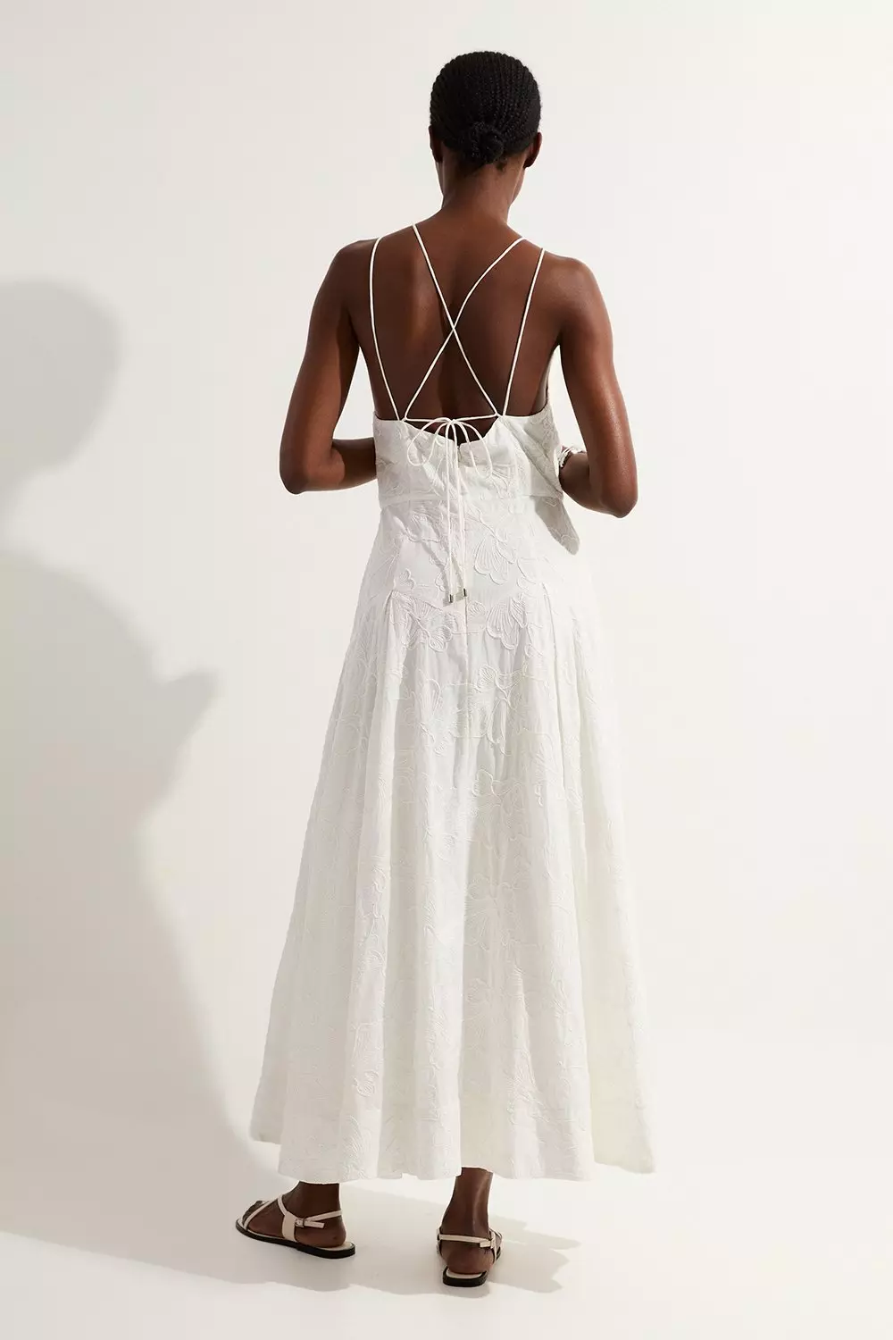 ★Karen Millen★ フローラルシルクコットンストラップドレス bkk24049_white_xl?$