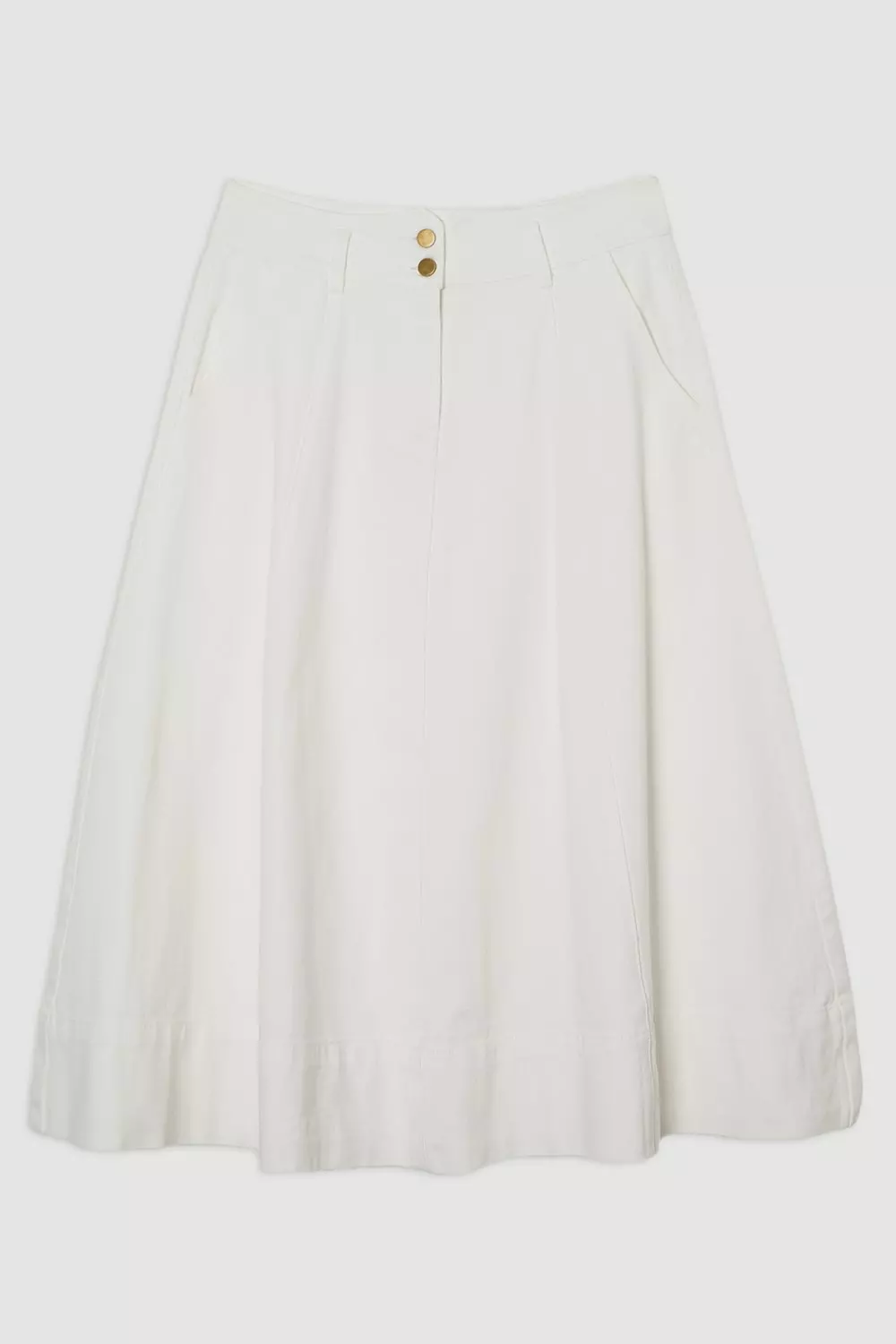 Ivory Denim High Waist Full Midi Skirt alternative image
