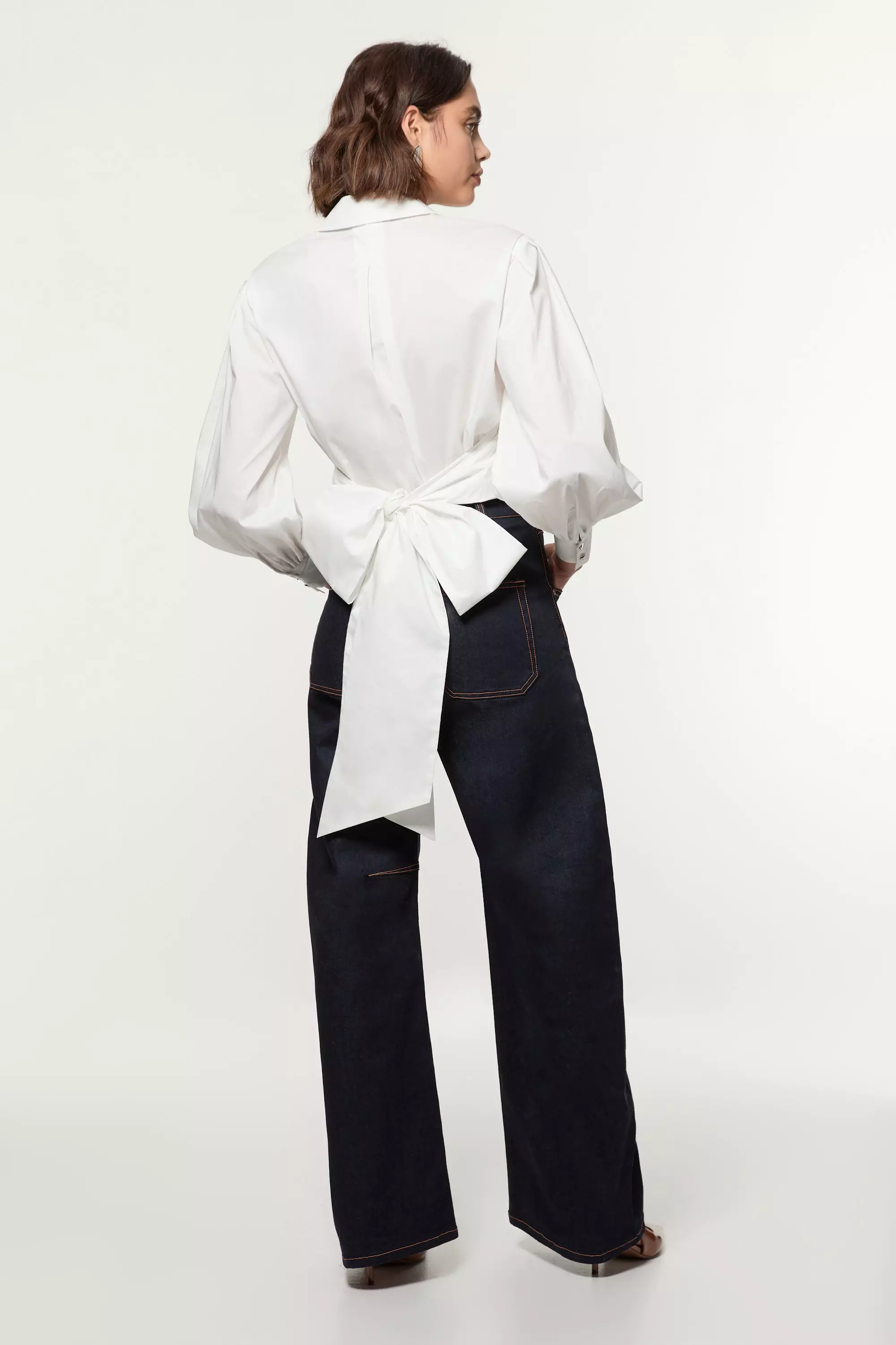 Contrast Stitch Detail Barrel Leg Denim Jean | Karen Millen